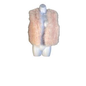 Yumi Kim Womens 100% Feather‎ Fur Vest Open Sleeveless Pink Size XS